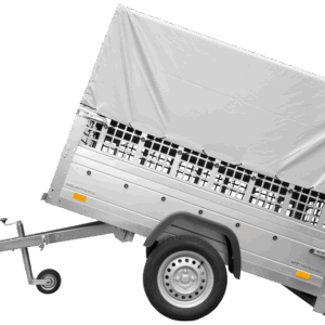 Remolque de jardín remolque de chapa 200 KIPP 200×106 cm [con extensiones de malla, lona alta y barra antivuelco