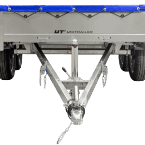 unitrailer 264/2 kipp con rueda jockey, varillas de soporte y lona plana azul